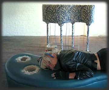 Shannon Bell on Worm couch